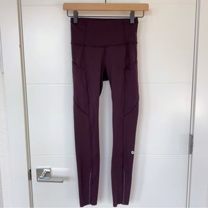 Lululemon Fast & Free 7/8 High-Rise Tight 25" Black Cherry Size 2